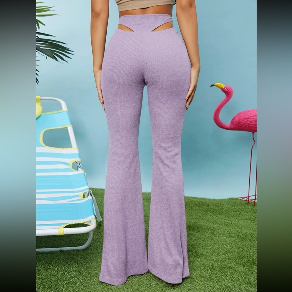 SHEIN high waisted cut out flare pants